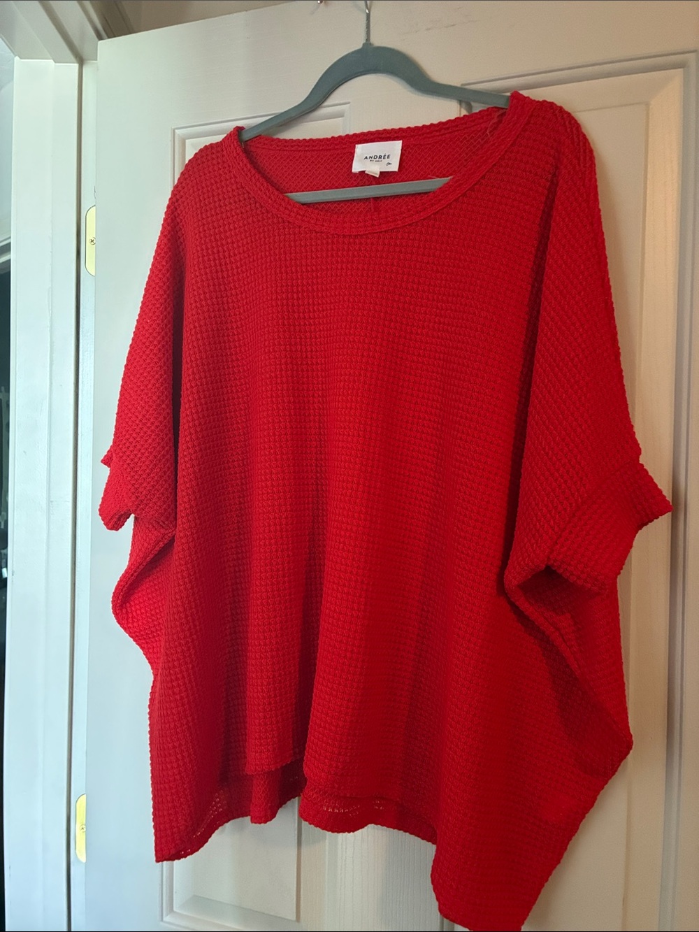 Andree by Unit Red Waffle Knit Women's Top
